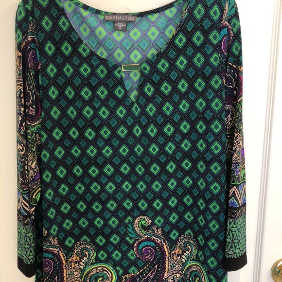 NWOT Covington Green and Purple Print Sheath Dress📝 - Picture 2 of 4